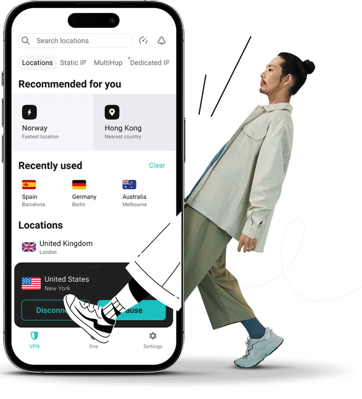 A person about to enter a phone screen with the Perfect Link application.